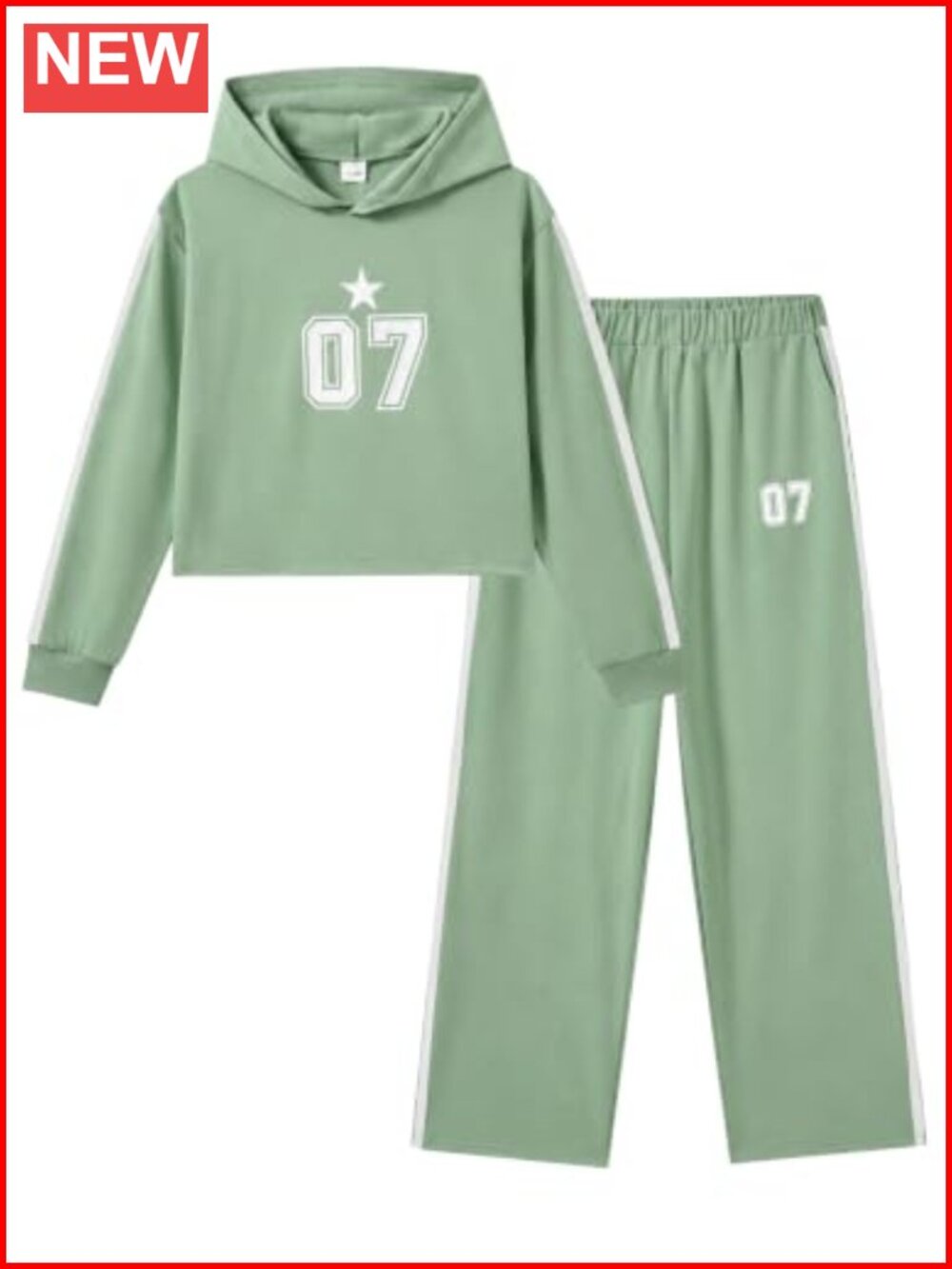 Girls 2PC Crop Hoodie & Wide Leg Sweatpants Set Tween Tracksuit